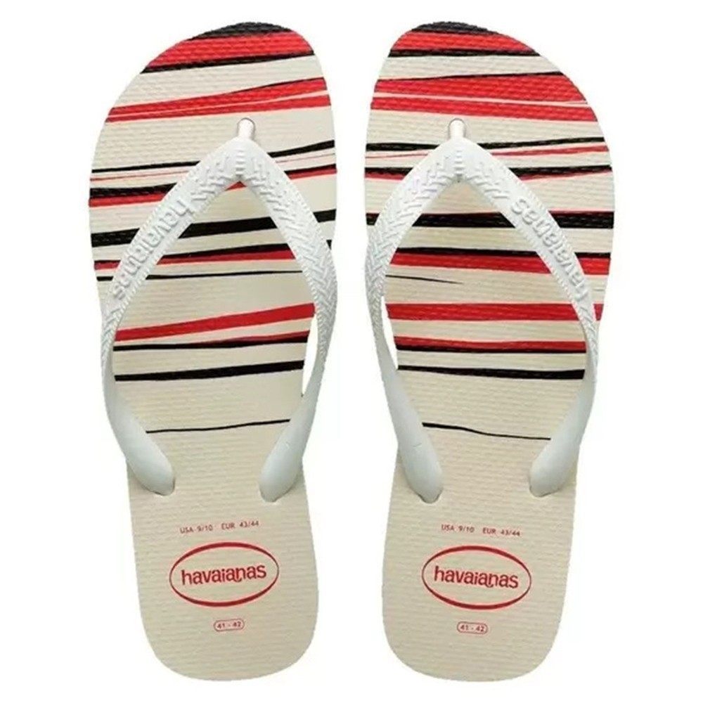 Chinelo Havaianas Top Basic Masculino - Branco e Vermelho