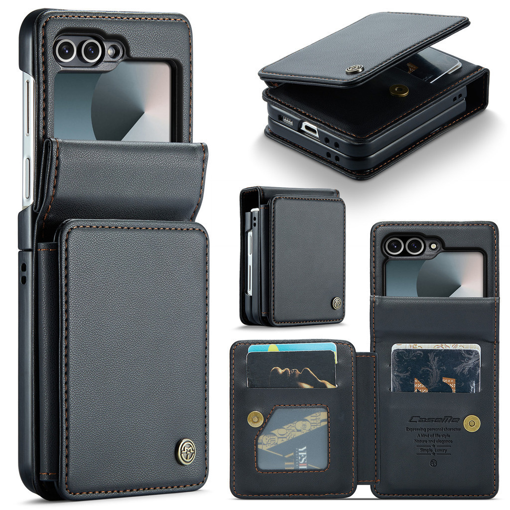 Capa Para Samsung Galaxy Z Flip 5 6 7 Carteira De Cartão Slots À Prova De Choque