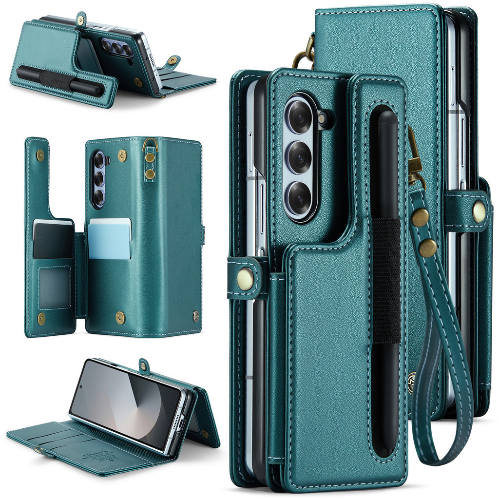 Capa De Couro Para Samsung Galaxy Z Fold 6 Card Carteira À Prova De Choque Slim 