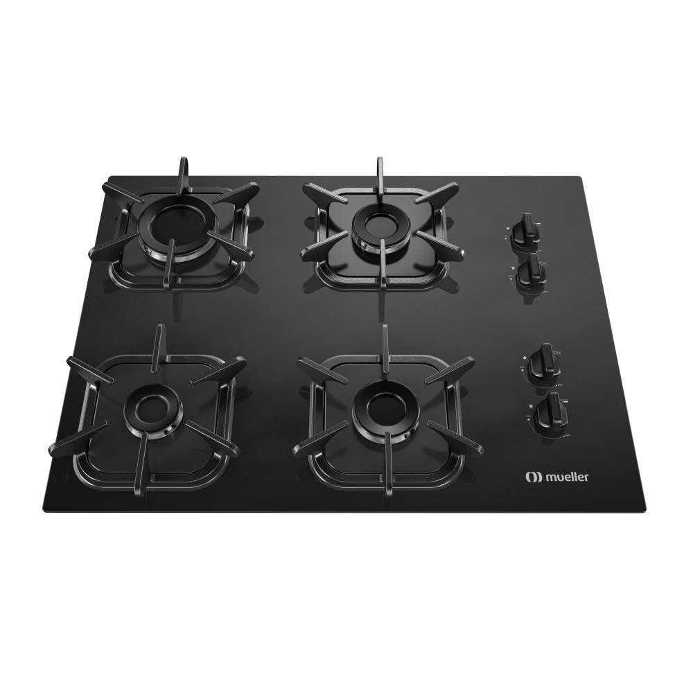 Fogão Cooktop Gás em Vidro Temperado Mueller 4 Bocas Ultra Chama Bivolt Preto em Oferta na Shopee