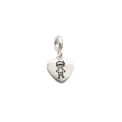 Berloque para Pulseira de Prata 925 Coração com Menino