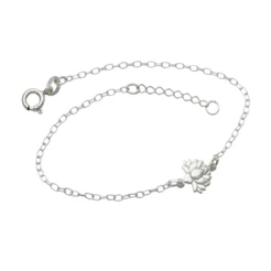 Pulseira Feminina de Prata 925 Flor de Lótus