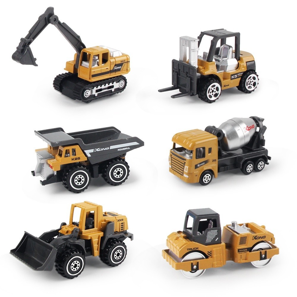 Brinquedos De Engenharia Para Veículos De Construção Em Liga Infantil Conjunto De Empilhadeira De Rolos Escavadeira De Transporte De Misturadores