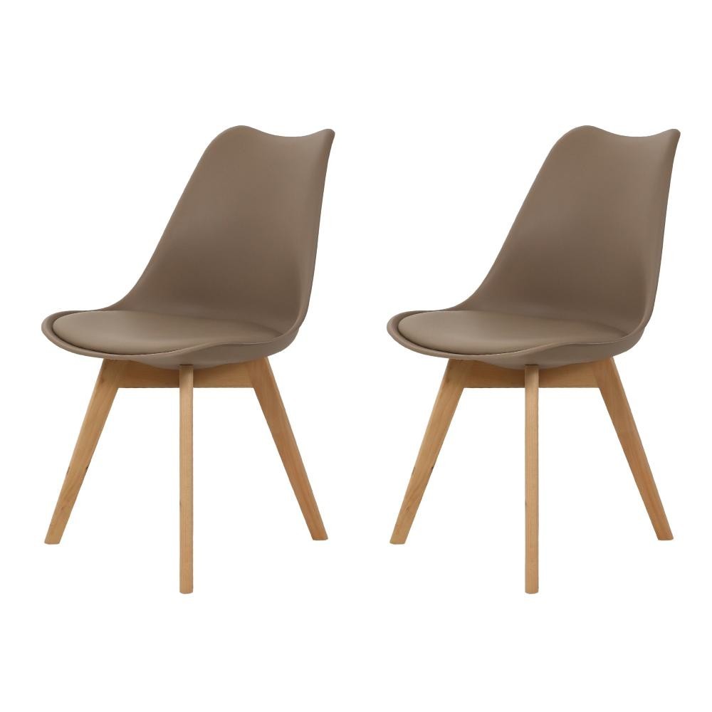 Kit 2 Cadeiras Para Jantar Cozinha Saarinen Leda Design Wood Base Madeira Nude em Oferta na Shopee