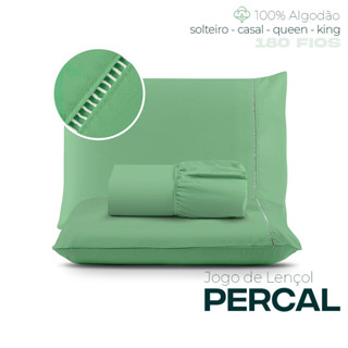 Kit Jogo Lençol 100% Algodão PERCAL Ponto Palito - Solteiro 2 peças, Casal Queen e King 3 peças em Oferta na Shopee