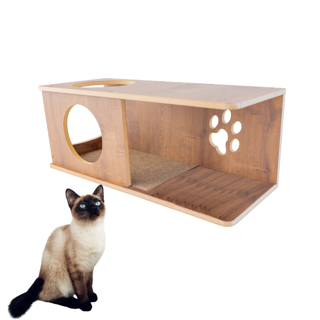 Casinha Toca Para Gato REFORÇADO MDF15MM PREMIUM Nicho Caminha Para Gato Resistente Grande Montada
