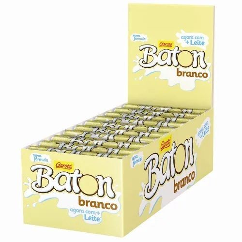 Chocolate Baton Branco Com 30 Unidades 16g
