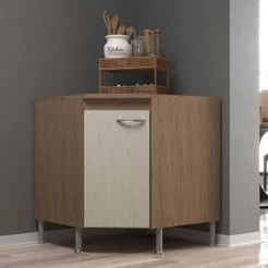 Balcão Modulado De Canto Com Tampo Fidelitá Paris 75cm 1 Porta Nogal/Salinas