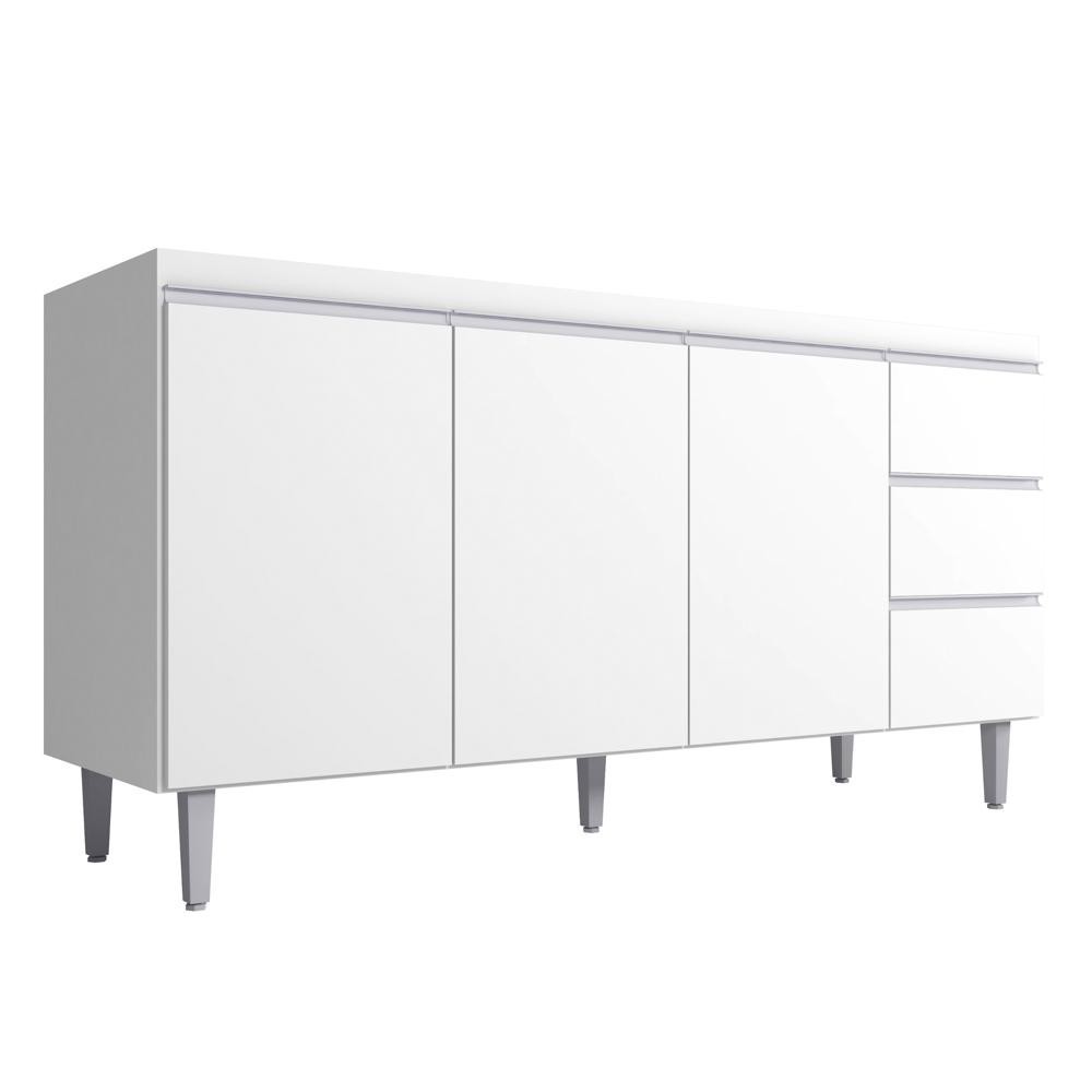 Balcão Gabinete Para Pia 160cm com Tampo 3 Portas Andréia Branco - AJL Móveis em Oferta na Shopee