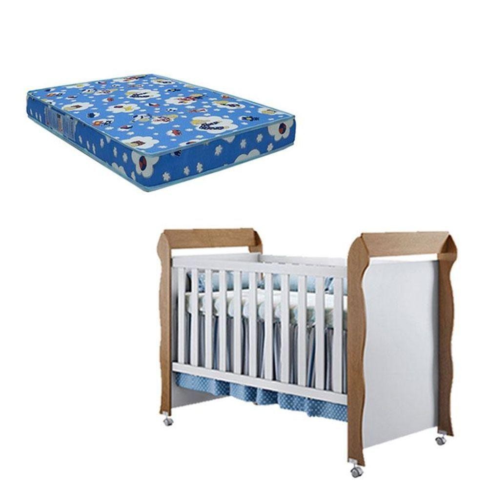 Berço Americano Mirelle Branco Acetinado Amadeirado E Colchão Ortobom - Carolina em Oferta na Shopee