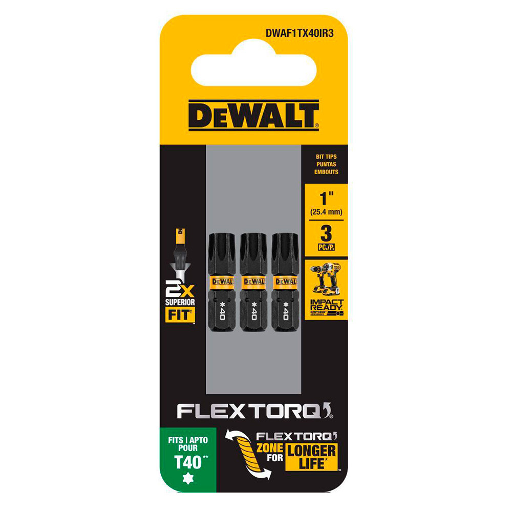 Kit com 3 Bits Torx de Impacto T40 x 25mm Flextorq Dewalt DWAF1TX40IR3 em Oferta na Shopee