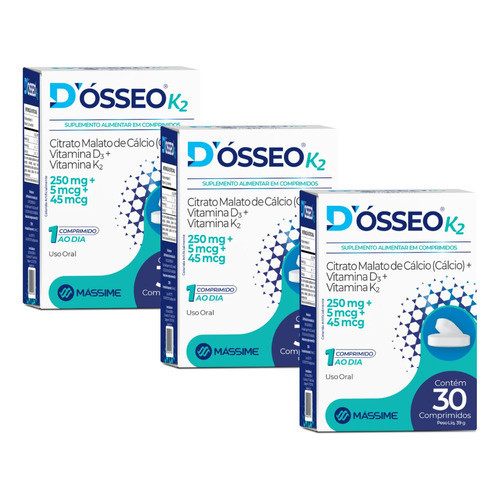 Kit 3x Dosseo K2 30cpr - Calcio, Vitamina D3 E Vitamina K2