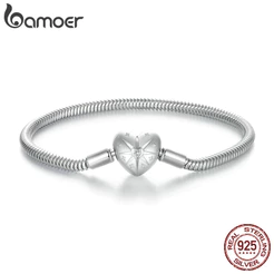 Pulseira Bamoer 925 Sterling Sliver Bracelet Starburst Heart Jóias Em Cadeia Básica Para Mulheres