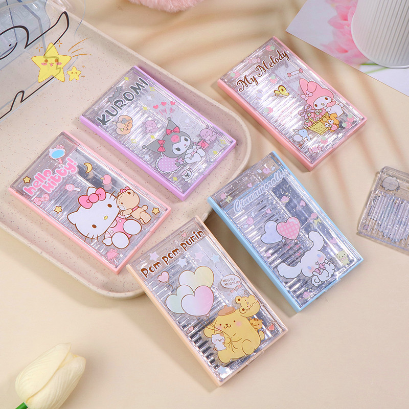 [Kawaii Sanrio Hello Kitty Espelho Dobrável Com Pente Anime Kuromi My Melody Maquiagem Portátil De Viagem Mirror Girl [JB]