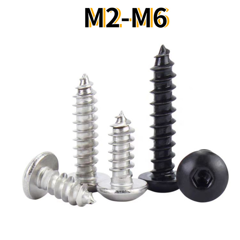 [XJK] 304 Cabeça redonda de aço inoxidável Cabeça sextavada de aço inoxidável Parafuso auto-roscante Grau 8 Cabeça de placa preta Parafuso auto-roscante de madeira M2M3M4M