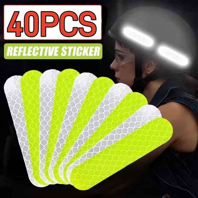 10/40Pcs Adesivos Refletivos De Segurança Universal Para Carros Todas As Fontes De Luz Capacete De Motocicleta Peças