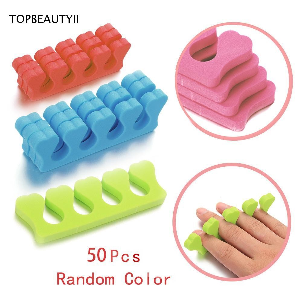 TOPBEAUTY 50Pcs Separador De Dedo Do Pé Colorido Aleatório Espuma De Esponja Macia E Quente Para Bricolagem