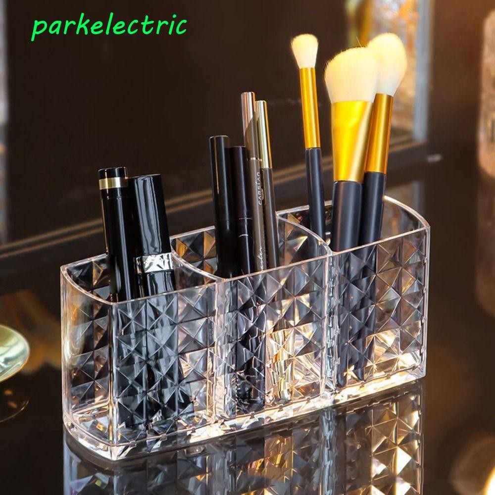 Caixa De Maquiagem PARKELECTRIC , Triple Grid Transparent Makeup Brush Storage Bucket , Organizador De Papelaria Suporte Multifuncional Para Canetas Acrílico Pincéis