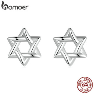Brincos De Prata Bamoer 925 Sterling Seis Pontas De Desenho Estrelado Jóias Para Mulheres . em Oferta na Shopee