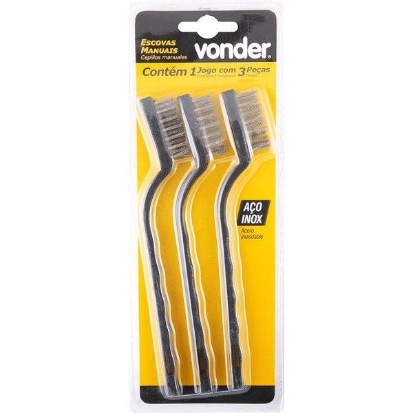 Jogo de Escovas Manuais em Aço Inox com 3 peças Vonder em Oferta na Shopee