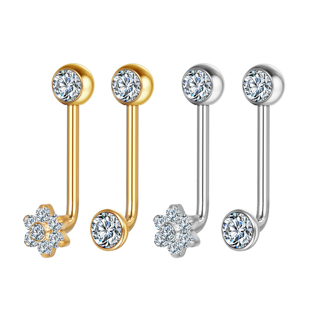 2PCS Kit Piercing Christina Titânio Pvd Intimo Zircônia Cravada