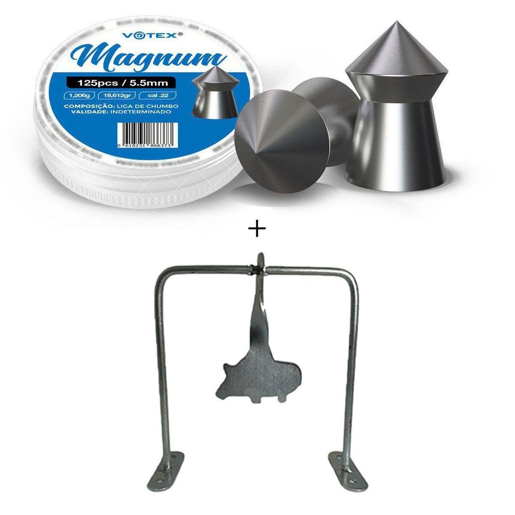 Chumbinho Magnum 5.5mm 1,208g - Votex + Alvo Javali - Sports & Outdoors