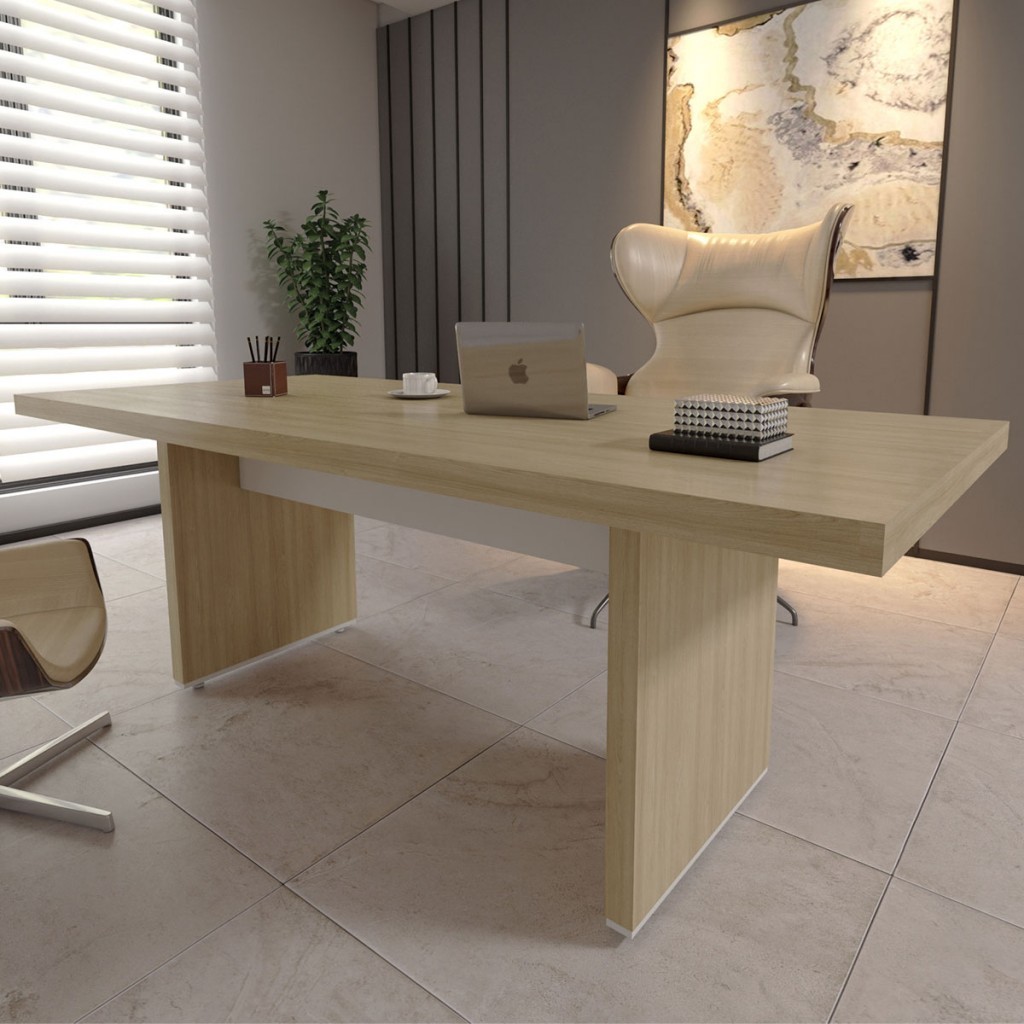 Mesa para Escritório Tamburato Carvalho/Branco - Artany Móveis