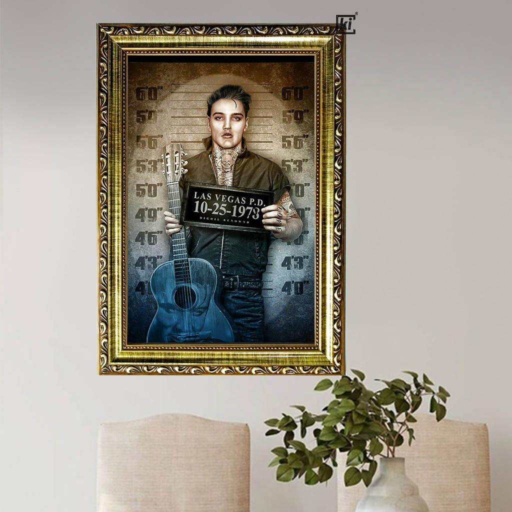 Quadro Moldura Elvis Preso Decorativo Elvis Trabalhada 47x35cm