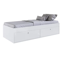 Cama Quarto Solteiro Com 2 Portas Baú Organizador Tokio Branco