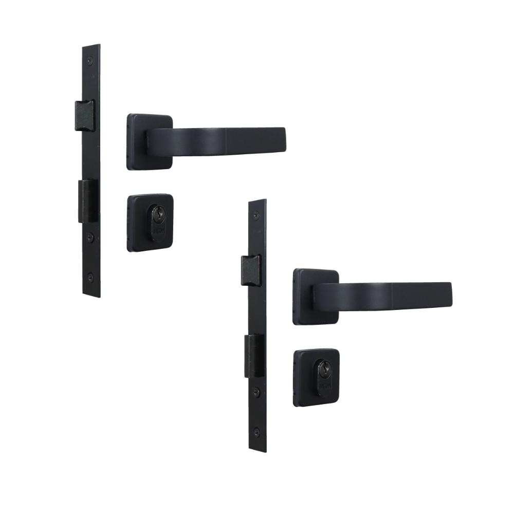 Kit 2 Fechaduras Externa Roseta Módena Preto Fosco MGM 40mm em Oferta na Shopee