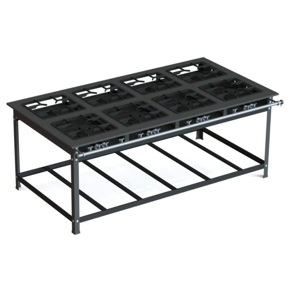 Fogão Industrial Inox 30x30 P7 8 Bocas Baixa Pressão 4 QS 4 QD JS Martins