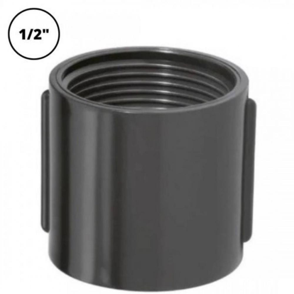 Kit 10 Luvas PVC Rosqueável Antichama 1/2" para Eletroduto Preta Conexão Elétrica