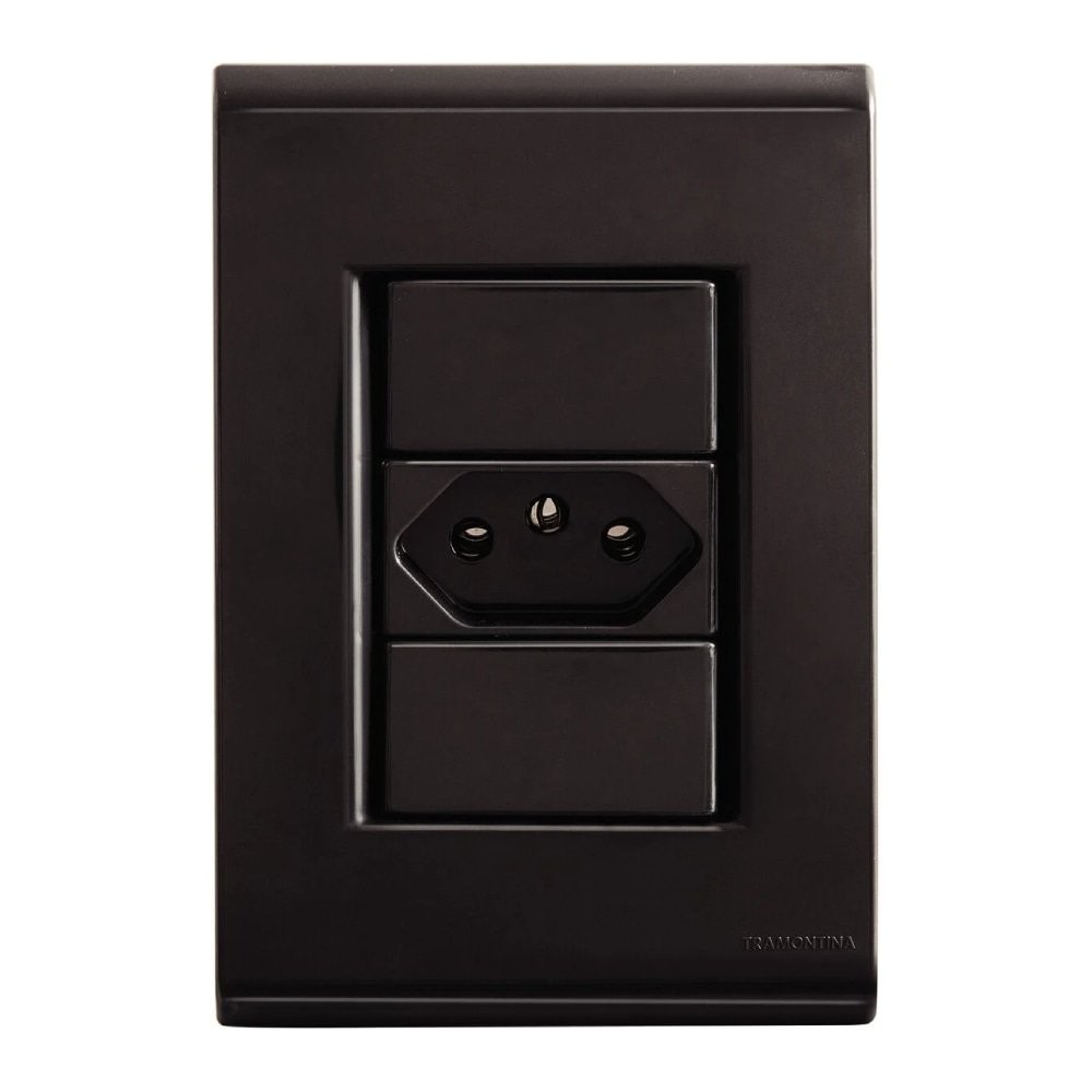 Tomada Liz Tramontina 2p+T 10A Com Placa 4x2 Grafite - Home Appliances