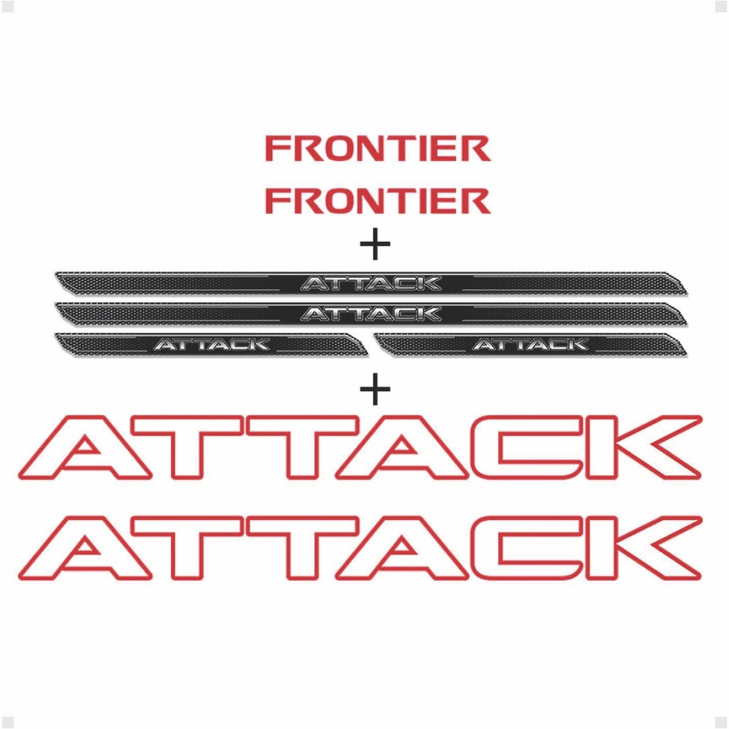 Kit Adesivo Faixa Frontier Attack Vermelho + Soleira Porta Genérico