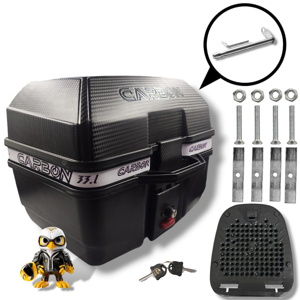 Bau Bauleto Motoboy Qualquer Moto Universal 33 Litros Carbon