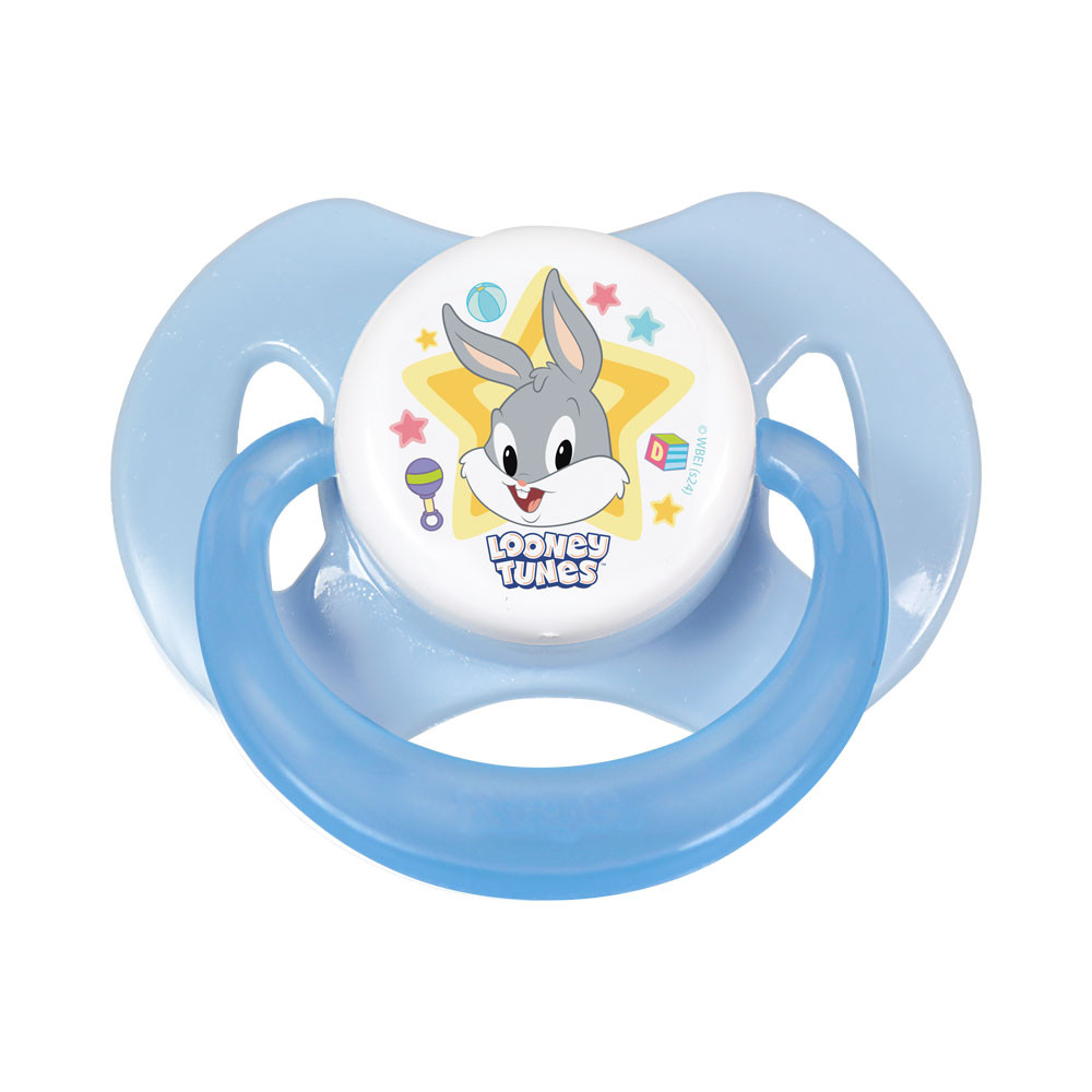 Chupeta T2 Looney Tunes Pernalonga Com Capuz e Bico de Silicone Ortodôntico +6 Meses BabyGo