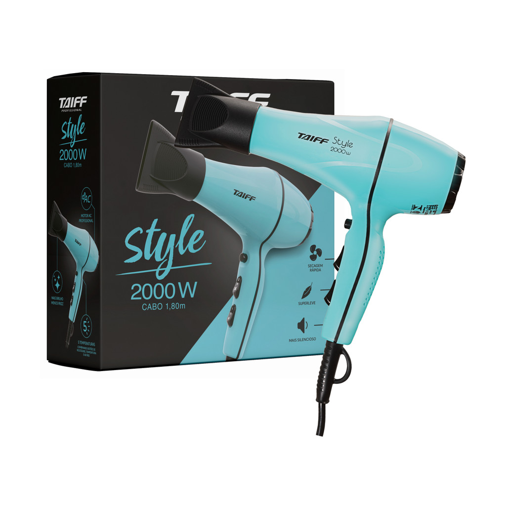 SECADOR TAIFF PROFISSIONAL STYLE AZUL  2000W em Oferta na Shopee