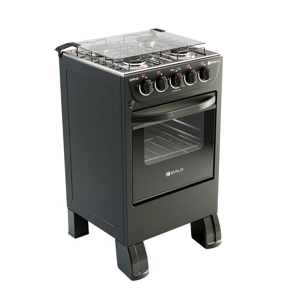 Fogão a Gás 4 Bocas Preto Top Braslar New Sirius Plus 127V/220V Bivolt - Home Appliances