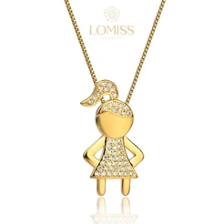 Colar Feminino Folheado a Ouro 18k Menina Zircônia Cravejada Pingente Colares Dourado Delicado