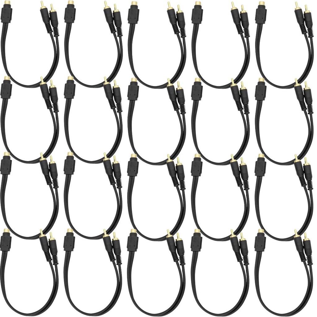 Kit 20 Cabos De Áudio Rca Y 2 Macho Para 1 Fêmea Atacado em Oferta na Shopee