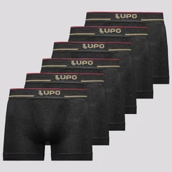 Kit 6 Cuecas Boxer Lupo Microfibra Sem Costura Preta II