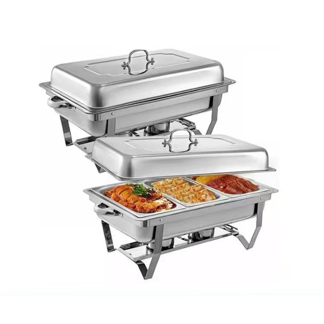 Imagem Rechaud Inox 9 Litros 1/2 Panelas 3 Cubas Buffet