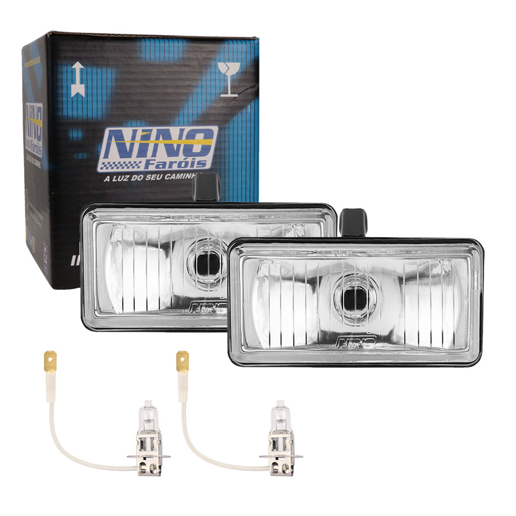 Detalhes do 2 Farol Milha Retangular Vidro Caminhão + 2 Lâmpadas 24V H3