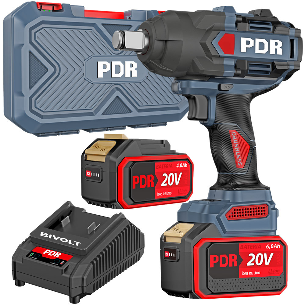 Chave de Impacto Brushless Profissional PRO-B1080 PDR 1700Nm com Maleta E 2 Baterias 20v em Oferta na Shopee