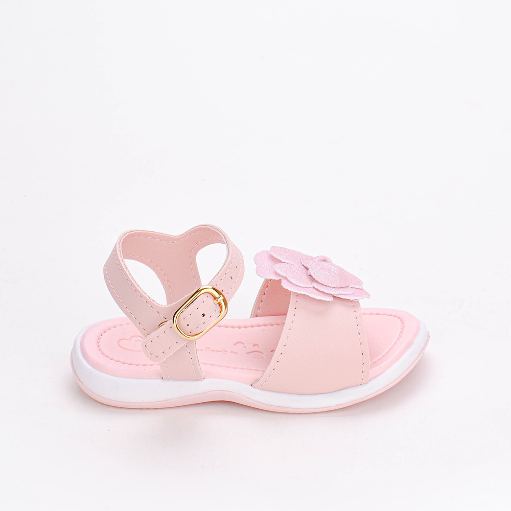 Sandália Infantil Menina Kidy Bebê Equilíbrio Flor Rosa Nude em Oferta na Shopee