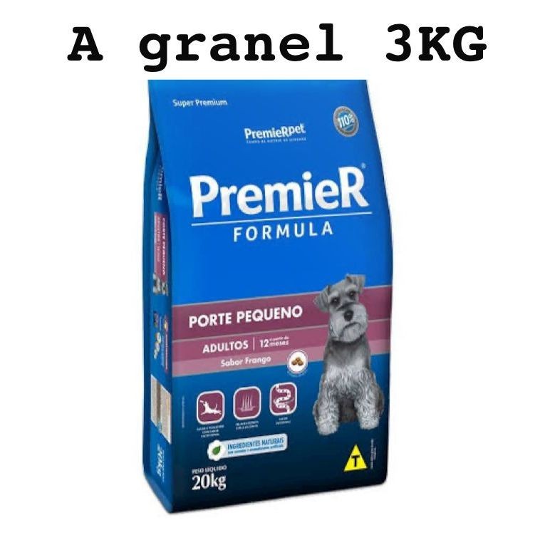 Ração Premier Adulto Raças Pequenas 3Kg A granel Alimento Super Premium