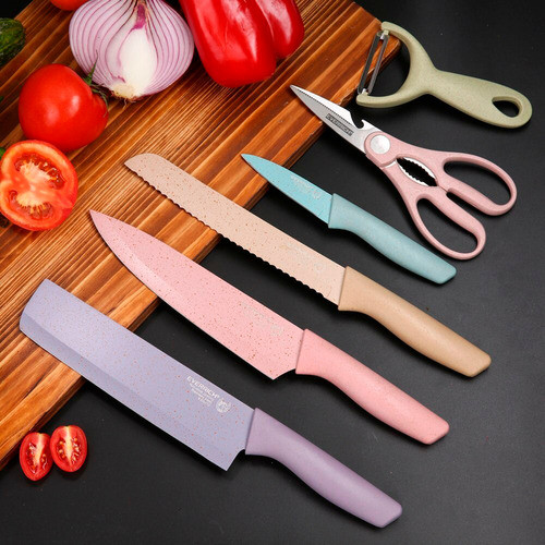 Conjunto Facas Tesoura Descascador Cozinha Gourmet 6 Peças em Oferta na Shopee