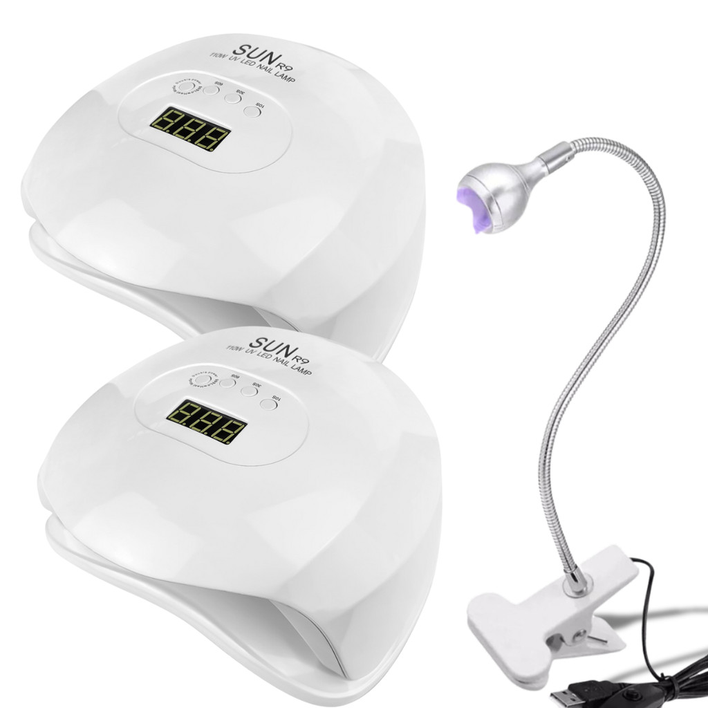Kit 2 Cabines Sun R9 X 36 LEDS 110w + Lanerna Led UV Secagem Unha Gel
