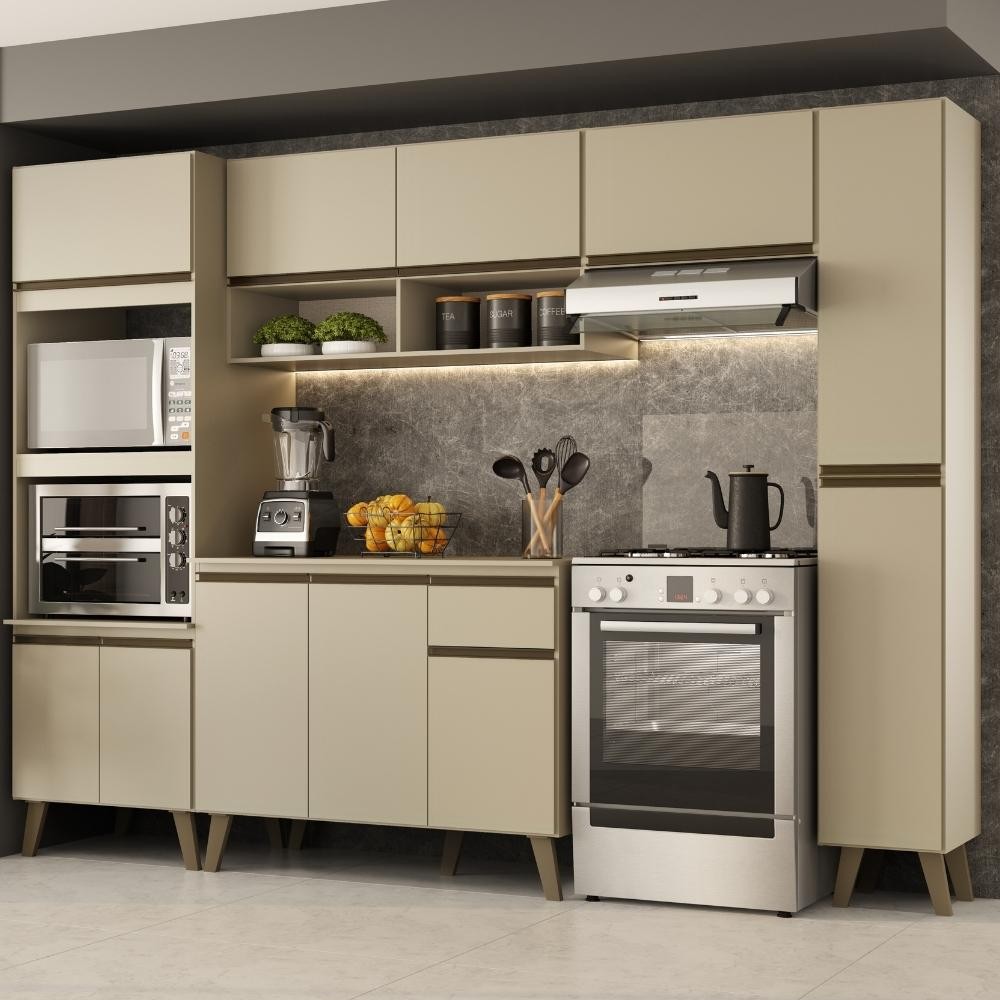 Armário de Cozinha Completa Atlanta Plus Amêndoa em Oferta na Shopee