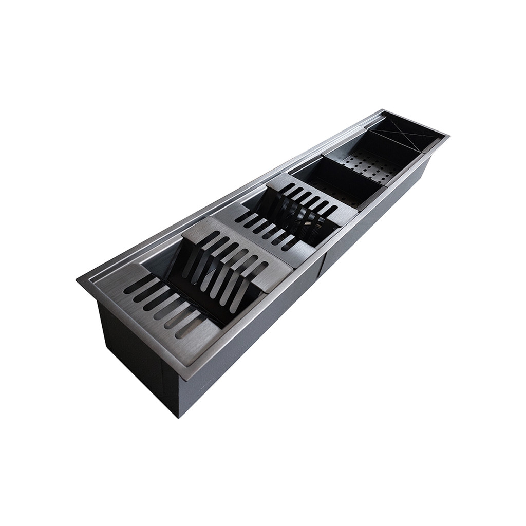 Calha Úmida Gourmet Escorredor de Cozinha 86x19 Aço Inox Preta